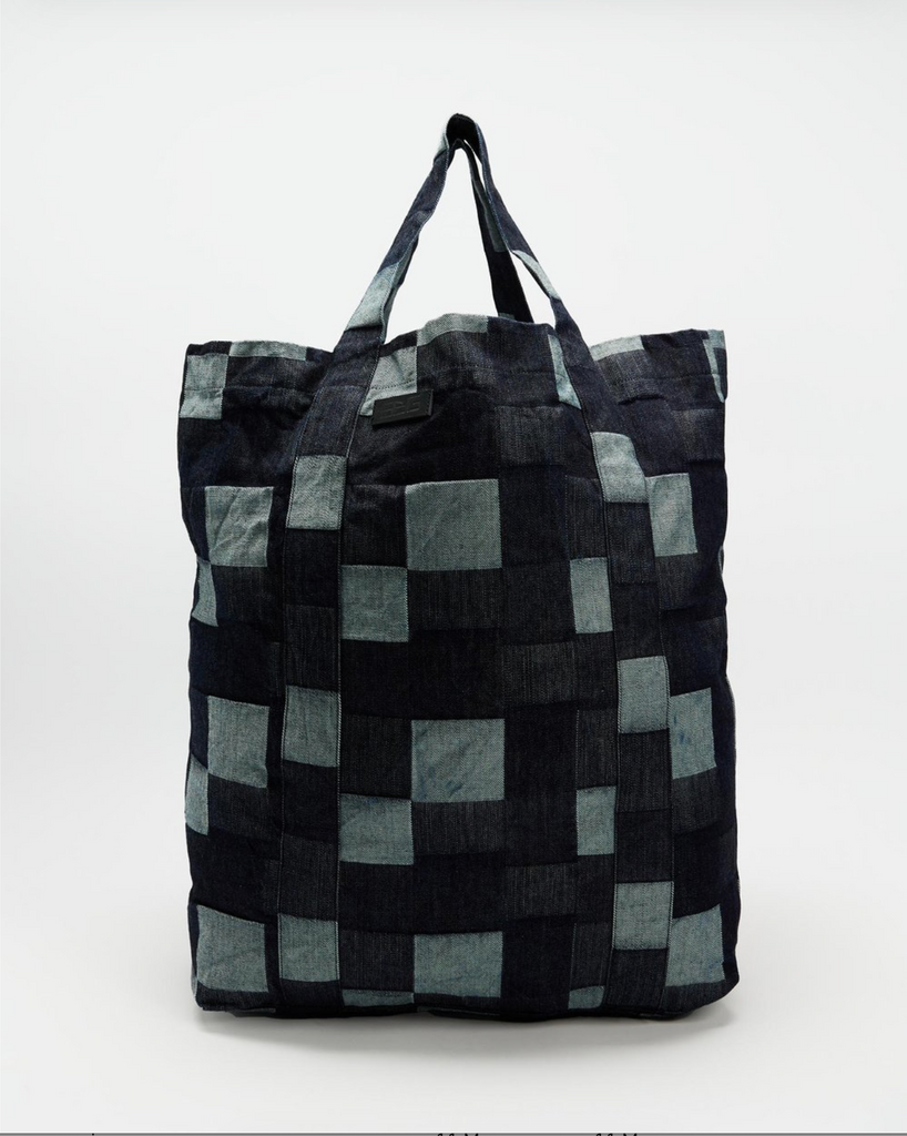KOSMOCHLOR - Denim Tote Bag - Indigo Check