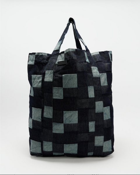 KOSMOCHLOR - Denim Tote Bag - Indigo Check