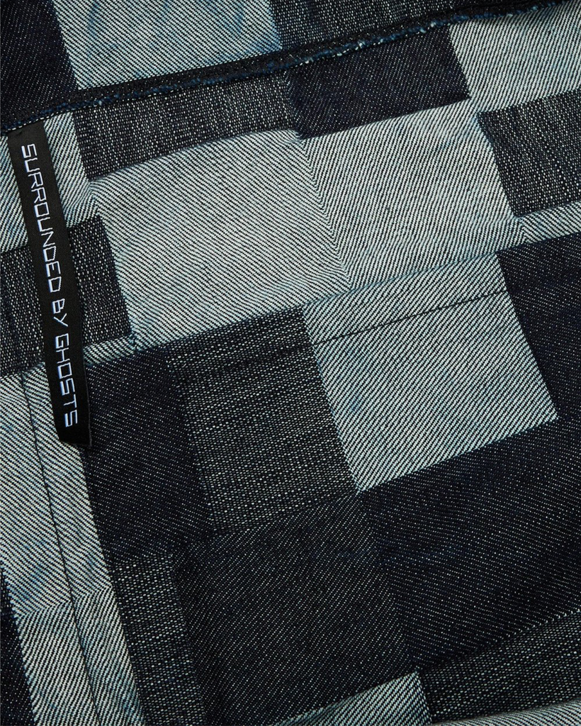 KOSMOCHLOR - Denim Tote Bag - Indigo Check